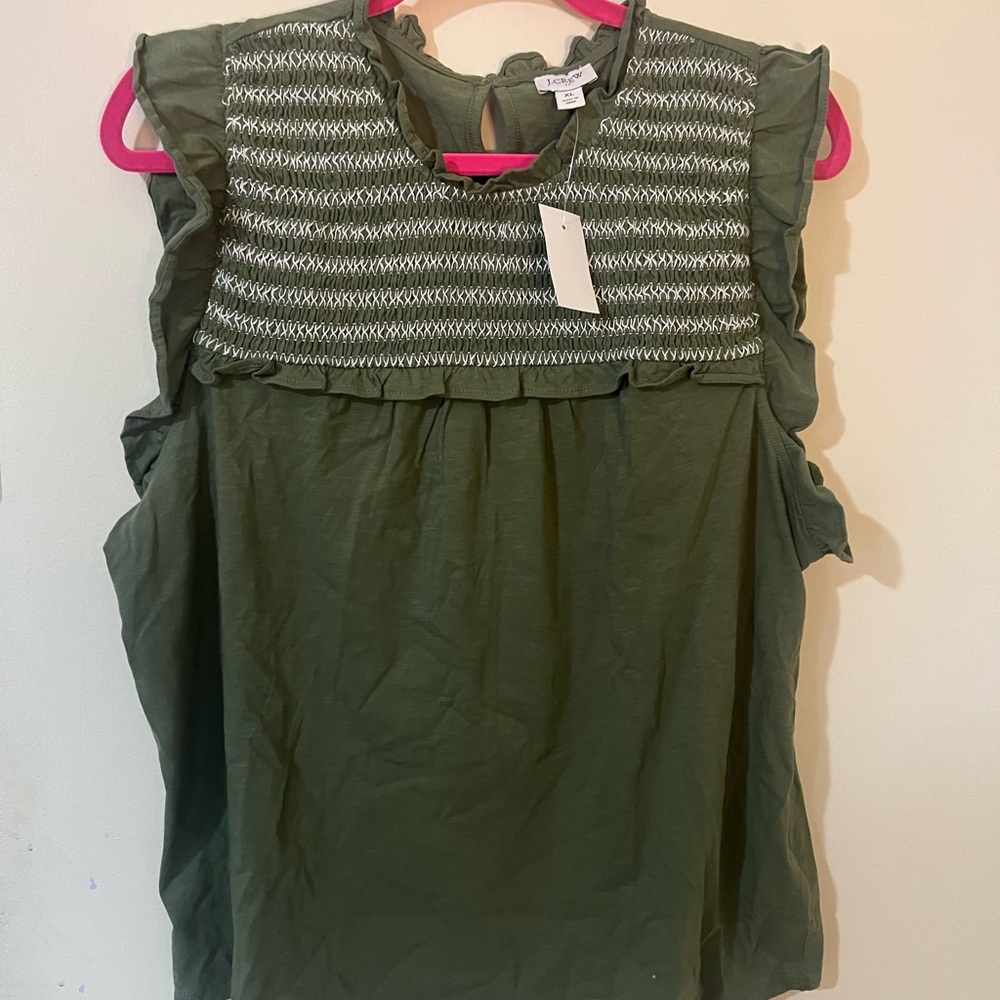 J.Crew Ruffle-sleeve Smocked Top